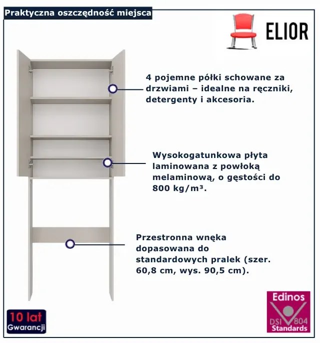 Kaszmirowa szafka nad pralkę z półkami H3-W85