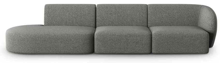 Szara sofa z tkaniny szenilowej prawostronna 311 cm Paolo – Milo Casa