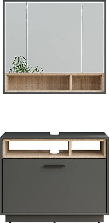Zestaw mebli łazienkowych antracyt/sonoma 80x35x64 beatrice