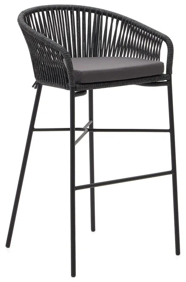 Czarne stalowe hokery zestaw 4 szt. (wysokość siedziska 80 cm) Yanet – Kave Home