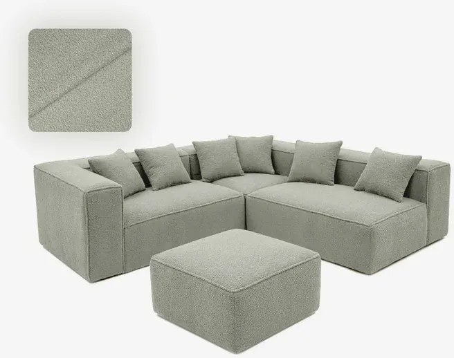 Narożnik Modułowy CERIO Szary Boucle Nowoczesny