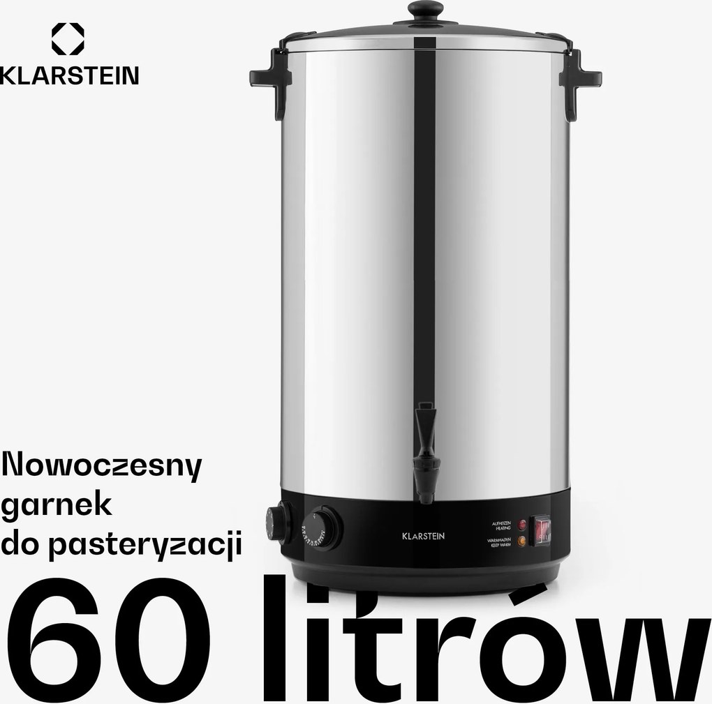 Klarstein KonfiStar Szczotkowana Stal Nierdzewna 60L Garnek do Pasteryzacji Srebrny