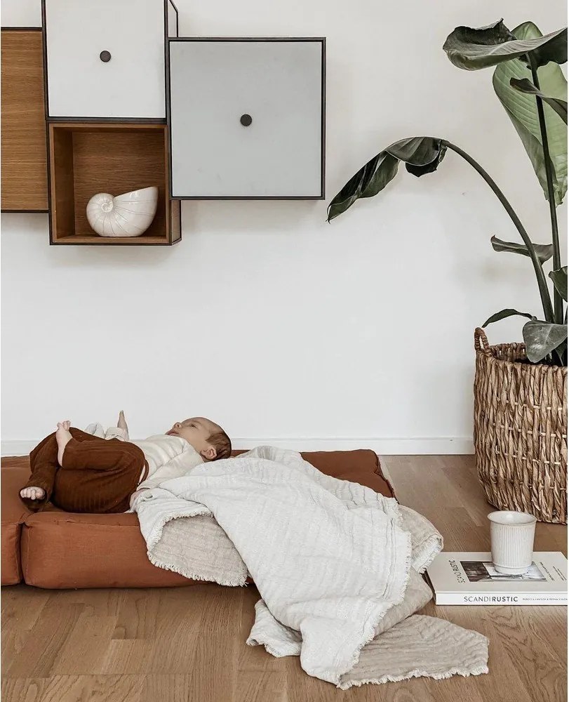 Dziecięcy fotel rozkładany s taburetkou Karup Design Mini Cube Creamy