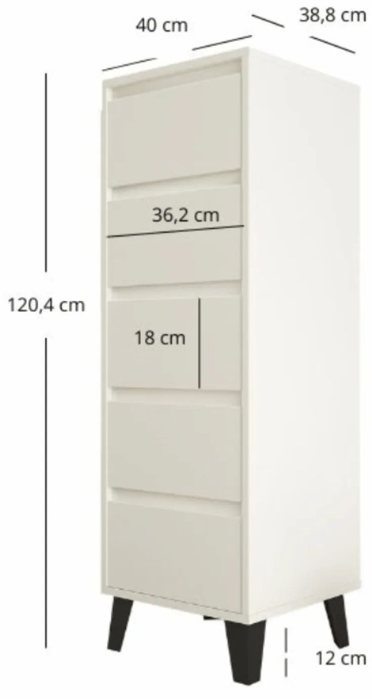 Komoda z Szufladami do Salonu BORVO 40 cm Biała Nowoczesna