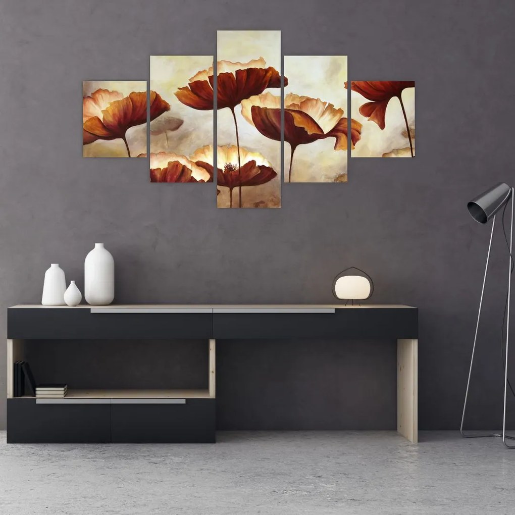 Obraz czerwonych kwiatów (125x70 cm)