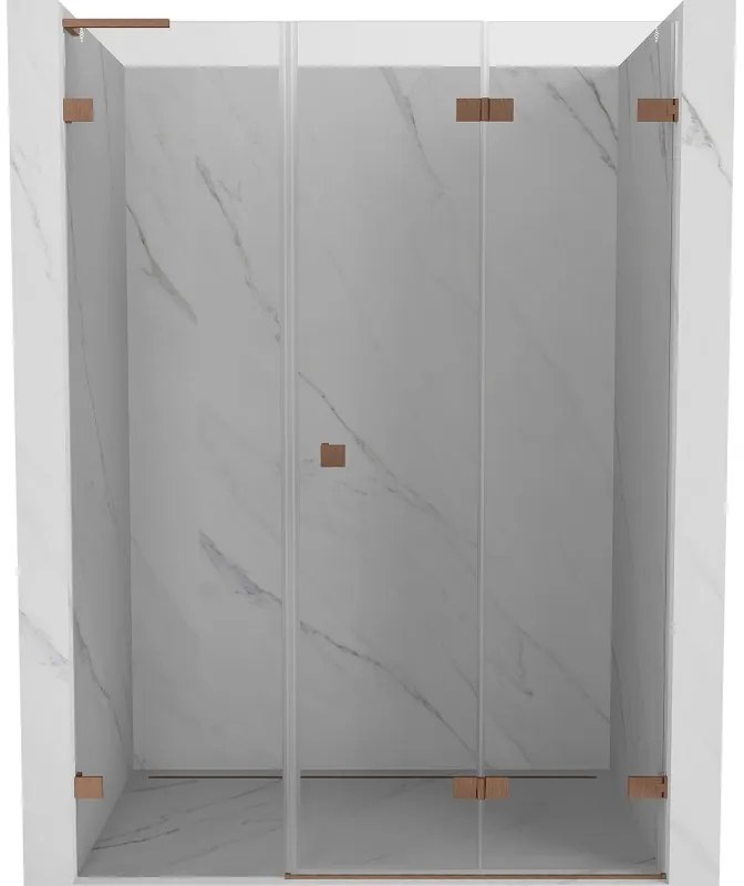 Mexen Lunar-F L drzwi prysznicowe składane prawe 120 cm, transparent, miedź szczotkowana - 836SL-120-050-65-00-P