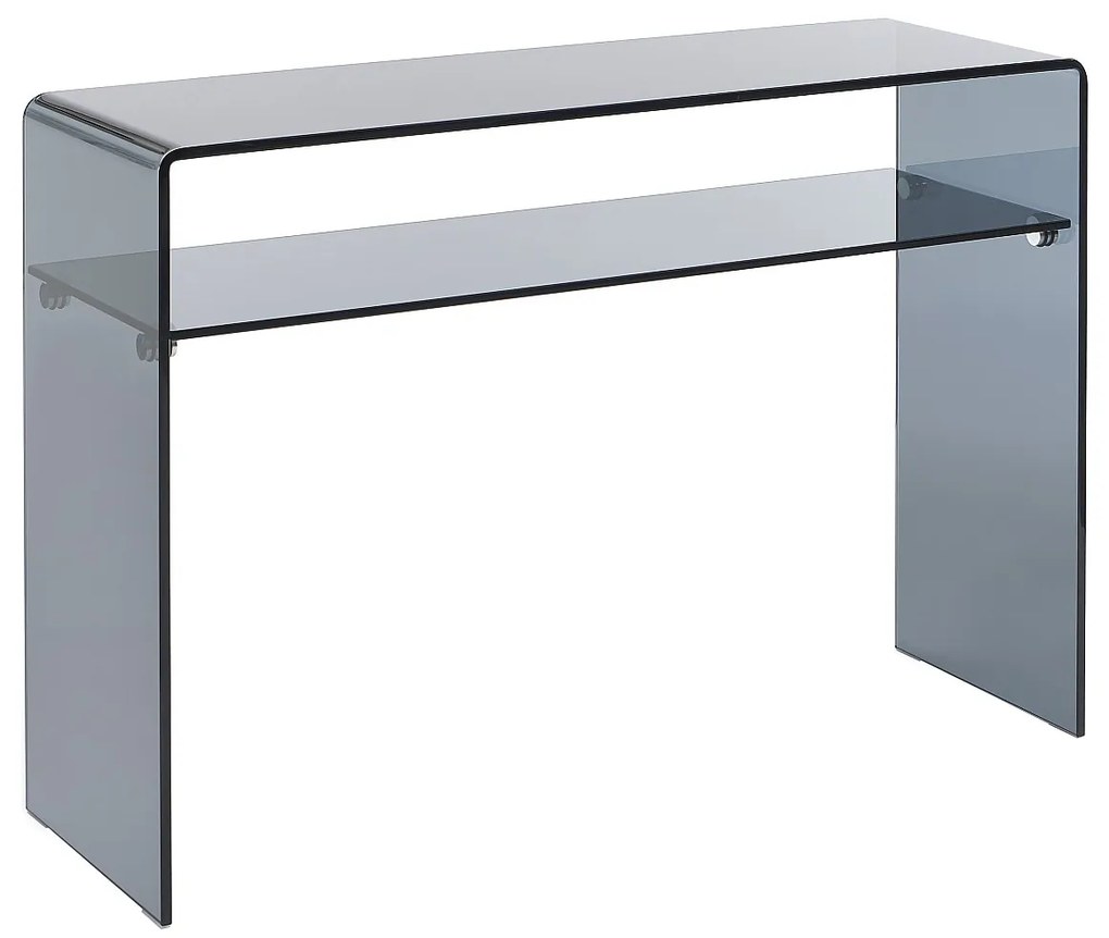 Konsola ze szklaną półką z hartowanego szkła - Antracyt - STILEOS