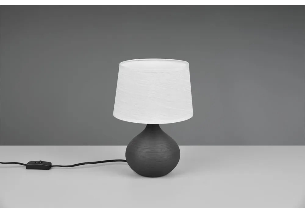 Ciemnobrązowa lampa stołowa z ceramiki i tkaniny Reality Martin, wys. 29 cm
