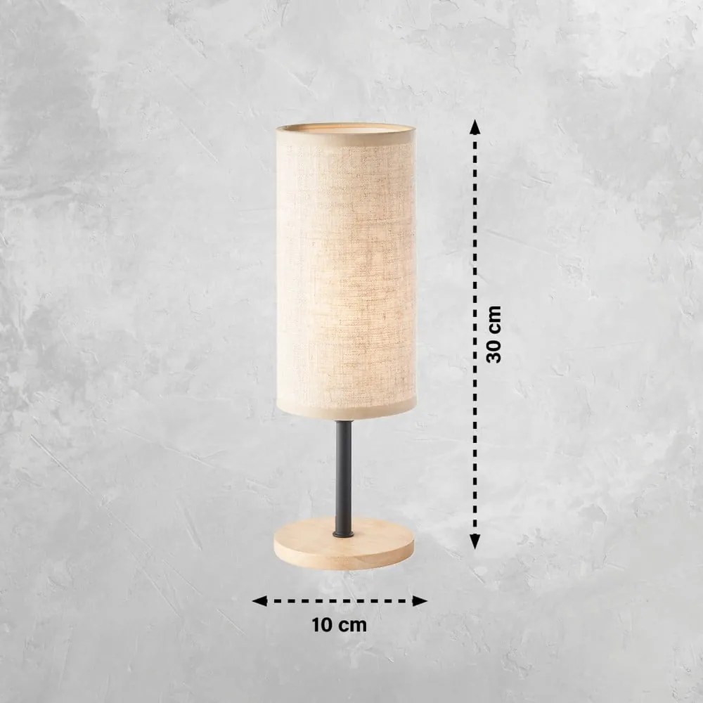 Czarno-naturalna lampa stołowa z tekstylnym kloszem (wysokość 30 cm) Kira – Fischer & Honsel