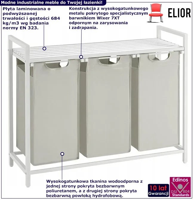Biała szafka z 3 koszami na bieliznę N7-K50