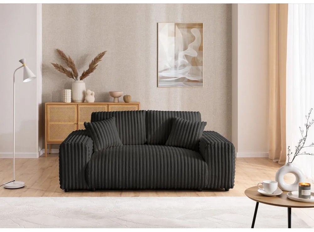 Ciemnoszara sztruksowa sofa 178 cm Justin – Ropez