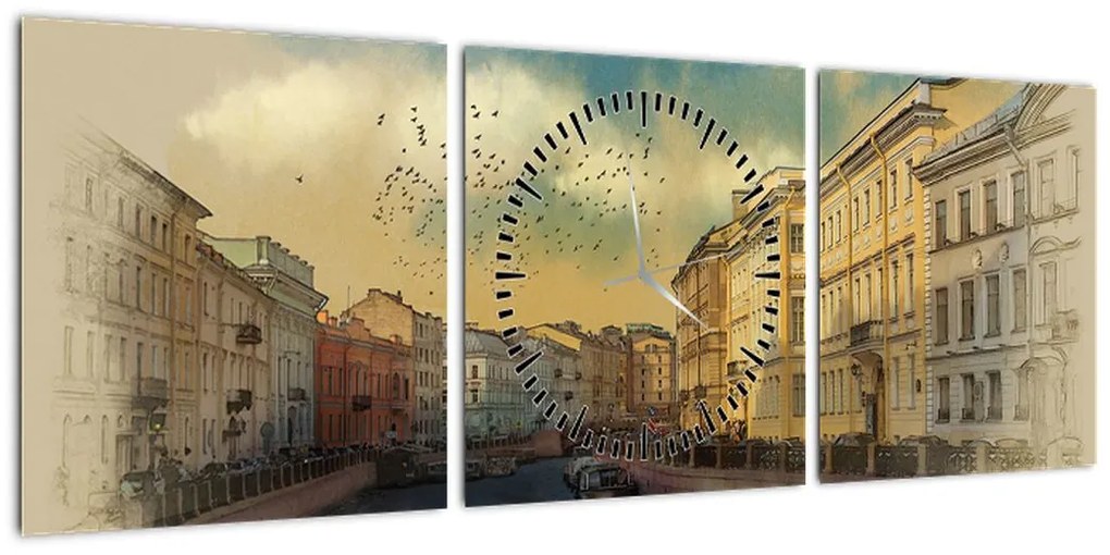Obraz - Rzeka Mojka, Sankt Petersburg, Rosja (z zegarem) (90x30 cm)