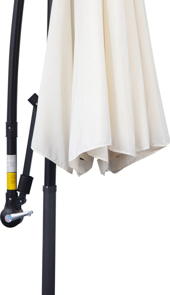 Outsunny Parasol Ogrodowy z Korbką 3m Kremowy Wytrzymały i Elegancki | Aosom PL
