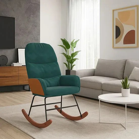 Ciemnozielony bujany fotel do salonu K9-F55