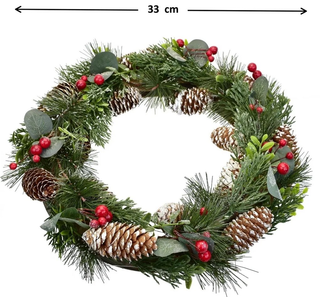 Świąteczny wieniec dekoracyjny Milano, 34 cm
