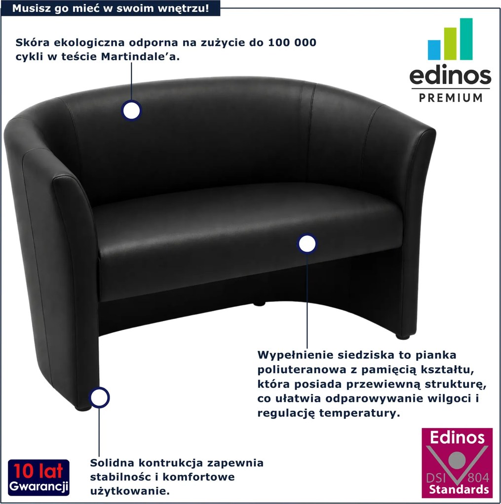 Czarna sofa dwuosobowa ekoskóra A4-S43