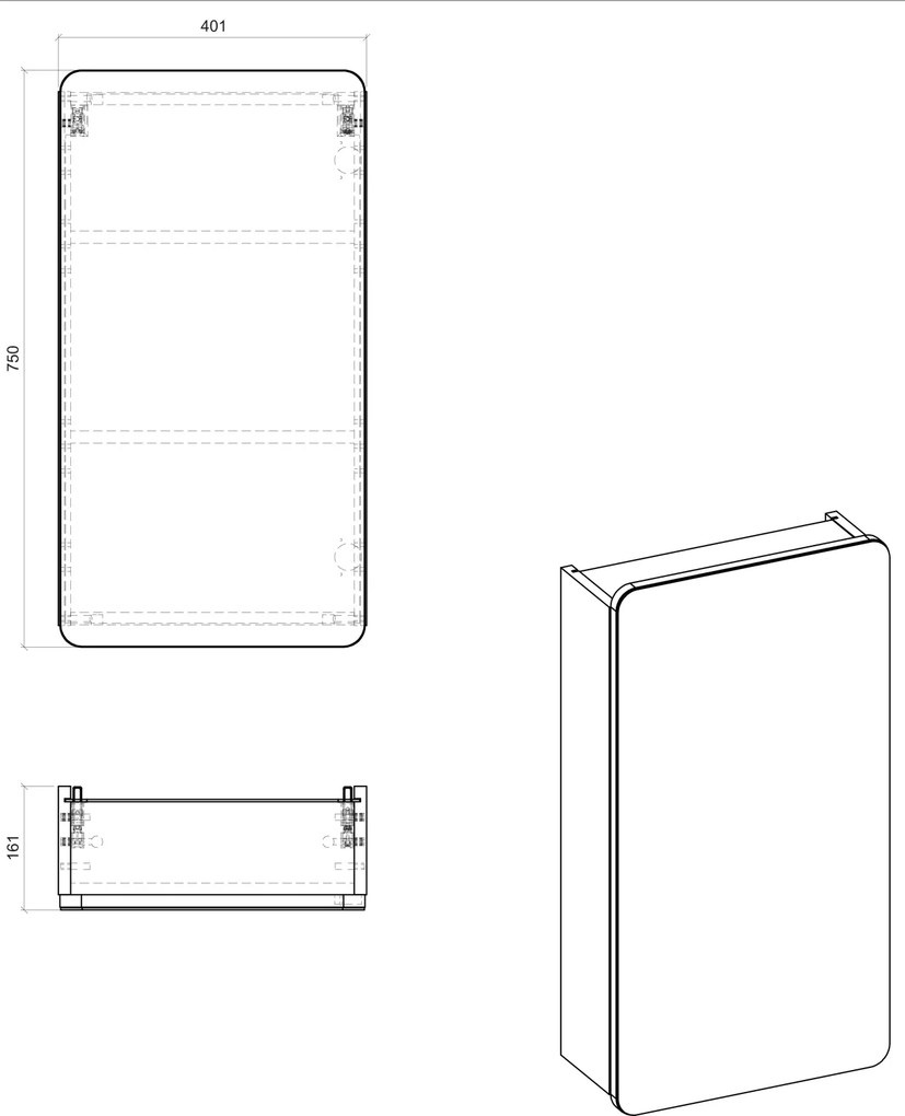 Szafka łazienkowa z lustrem jednodrzwiowa 40 cm, Aruba 842 FSC