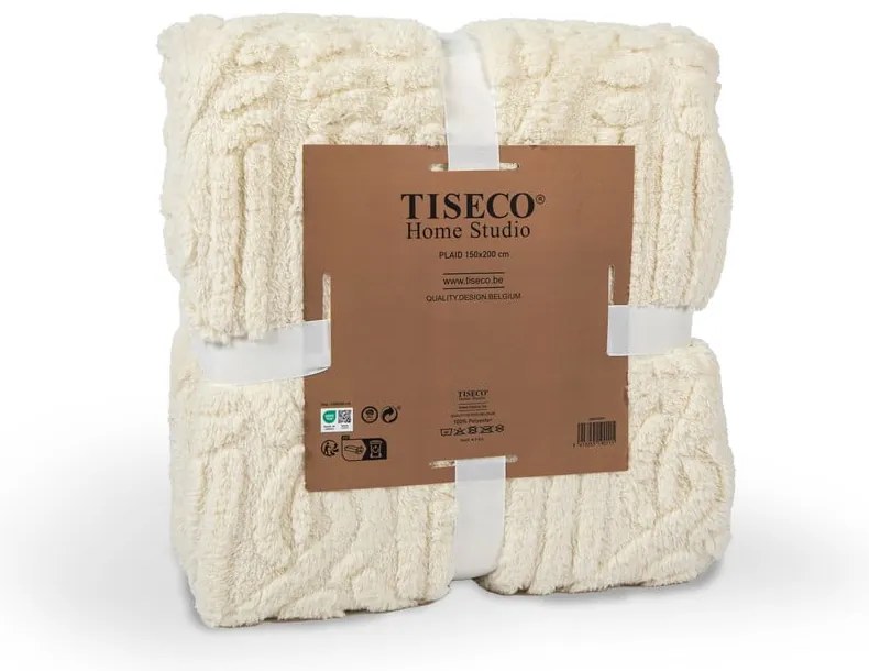 Białobeżowy koc z mikropluszu 150x200 cm Rena – Tiseco Home Studio