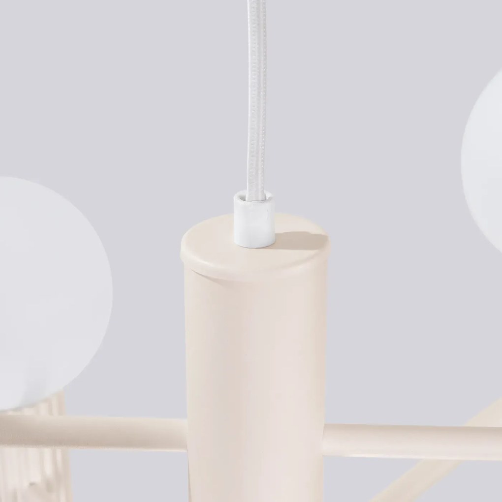 Żyrandol HALO 6 beżowy ryflowany SOLLUX  LIGHTING
