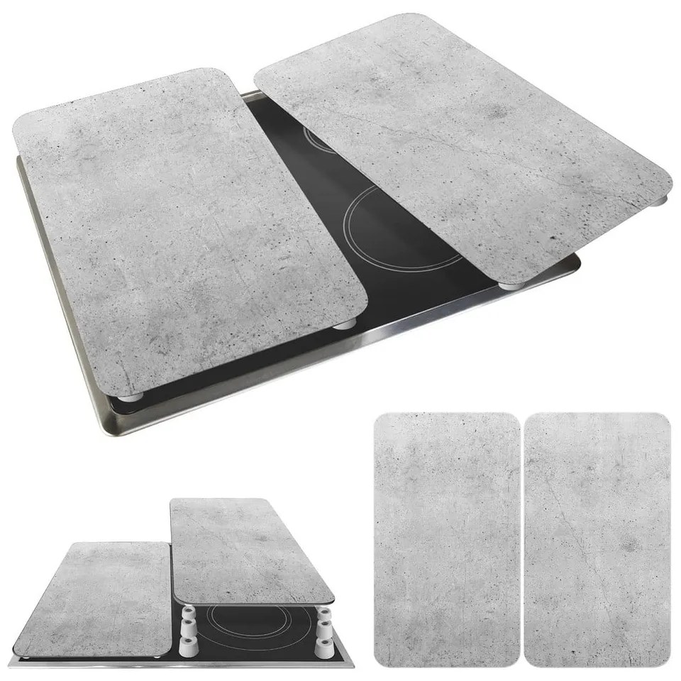 Zestaw 2 szarych szklanych płyt ochronnych na kuchenkę Wenko Universal