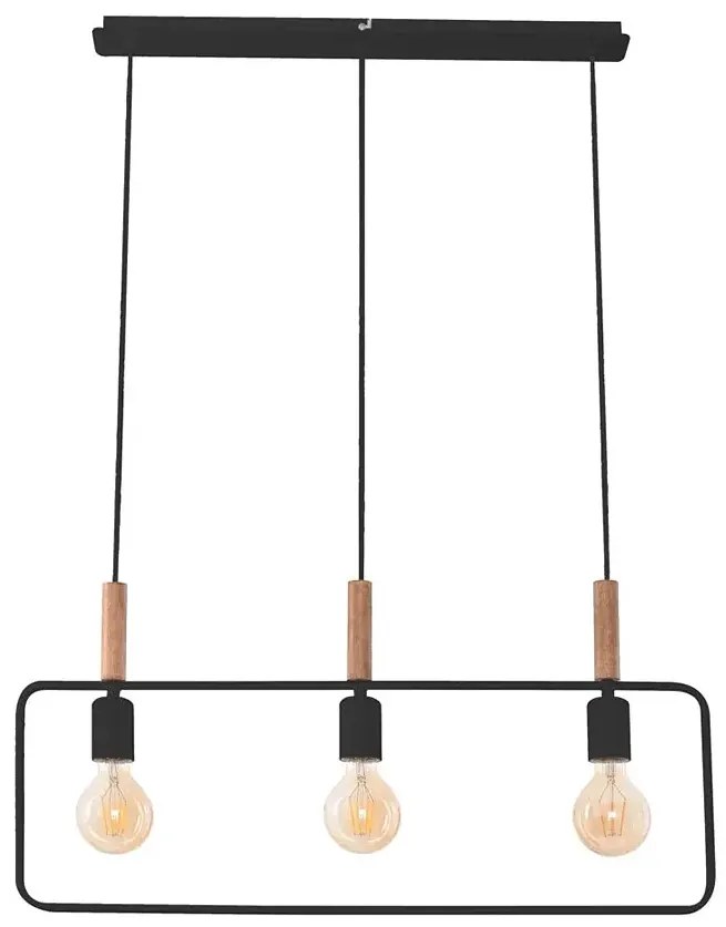 Czarna loftowa potrójna lampa wisząca - D224 A6-E68