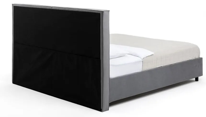 Szare tapicerowane łóżko dwuosobowe ze schowkiem z materacem i stelażem 180x200 cm Myra Bold – Bonami Selection