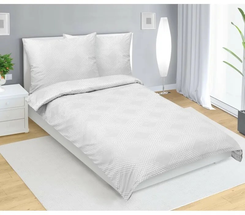 Bellatex Satynowa pościel Linie biała, 140 x 220cm, 70 x 90 cm, 140 x 220 cm, 70 x 90 cm