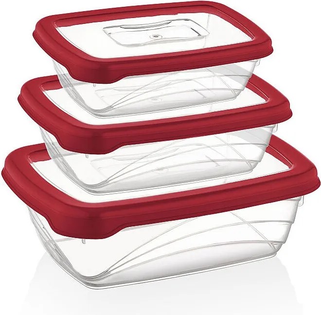 Zestaw 3 pojemników do przechowywania Bio Saver Czerwony