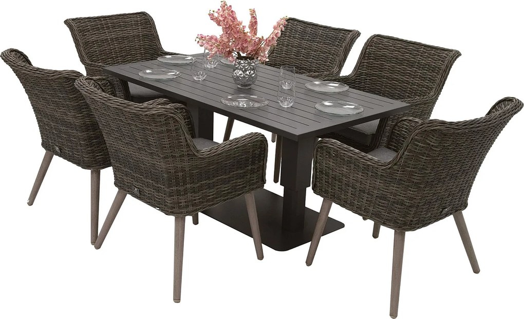 Zestaw ogrodowy rattanowy MALIBU 1+6 (szary)