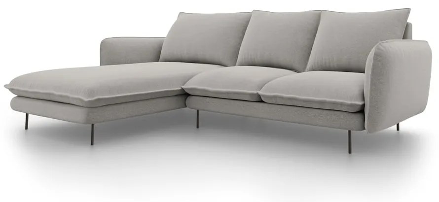 Jasnoszara sofa narożna Cosmopolitan Design Vienna, lewostronna