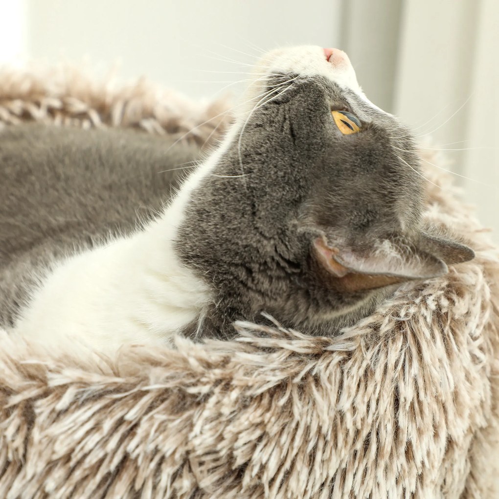 PawHut Drapak dla kota, 87 cm, wieża dla kota z grubym słupem do drapania, pluszowe legowisko, do użytku wewnętrznego, wytrzymałość do 6 kg, Brązowy