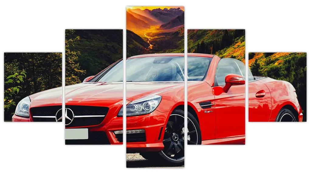 Obraz - czerwony Mercedes (125x70 cm)