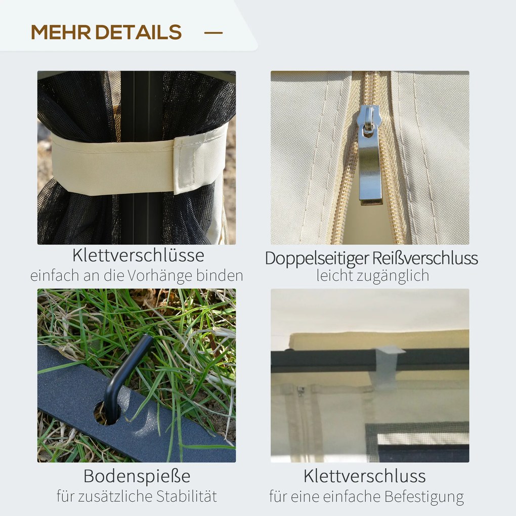 Outsunny Altana ogrodowa z podwójnym dachem 3x3m Namiot imprezowy Poliester Beżowy Przestronny i stylowy | Aosom PL