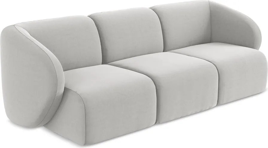 Jasnoszara aksamitna sofa 244 cm Lani – Makamii