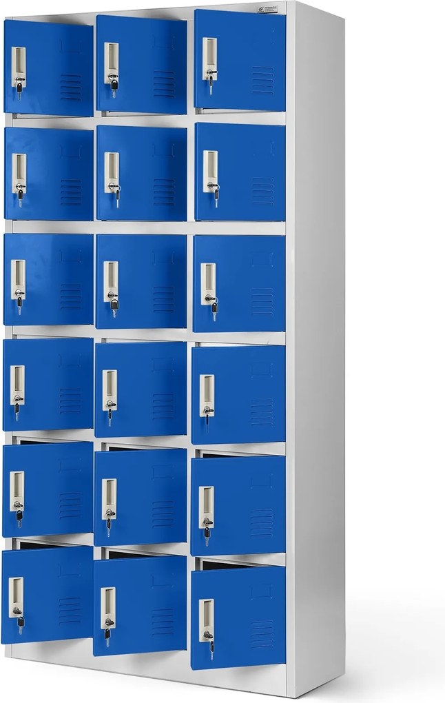 Szafa skrytkowa zamykana na klucz Karol 90x40x185 cm szary/niebieski