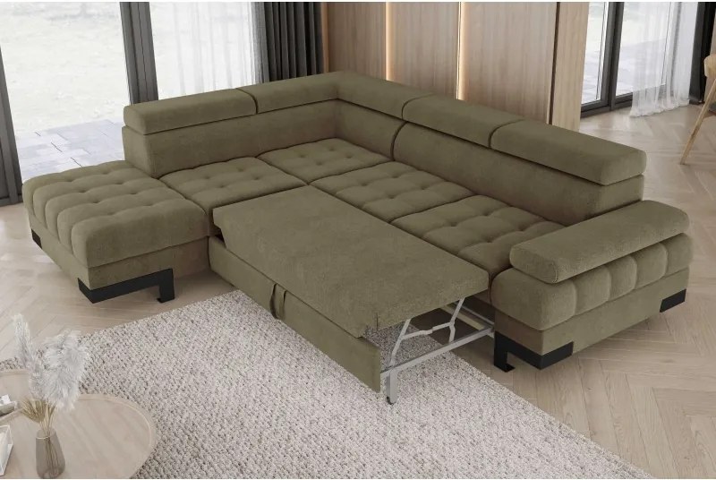 Narożnik SELVA L z funkcją spania i pojemnikiem Lewostronny w tkaninie AUSTIN 12 WERSAL