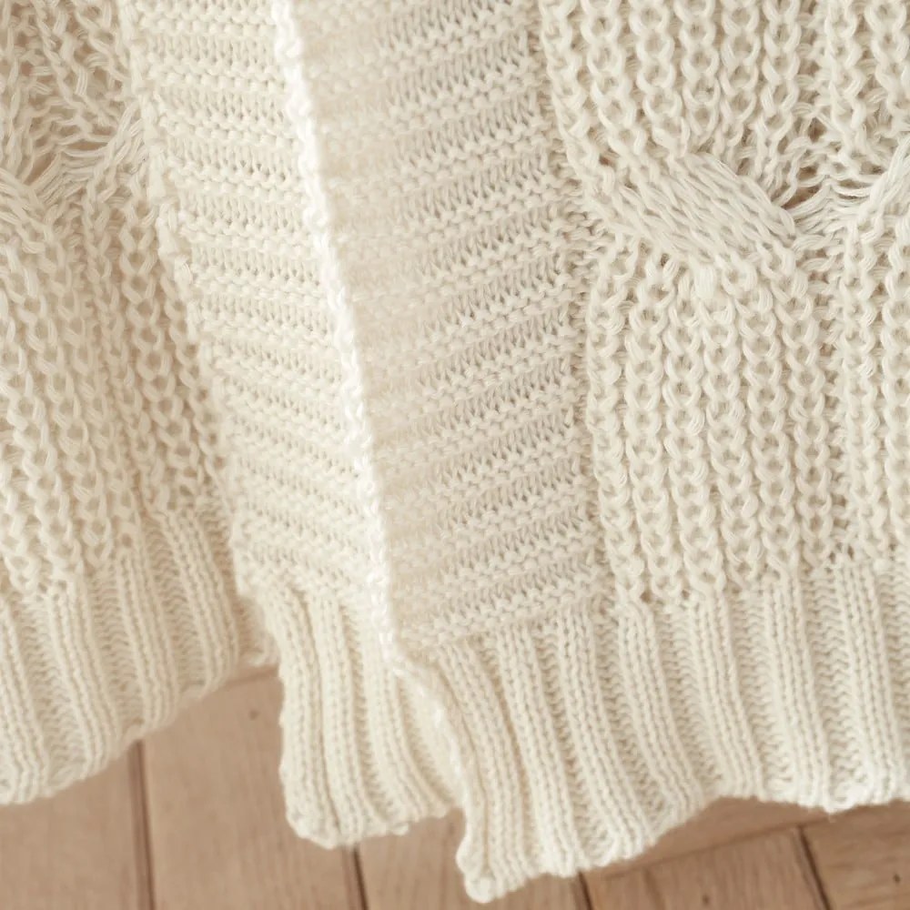 Białobeżowy koc dzianinowy 130x170 cm Chunky Marl Knit – Catherine Lansfield