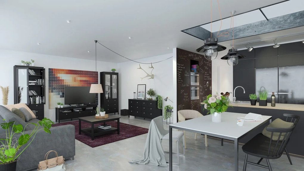 Czarna komoda z szufladami Madrid 4+4