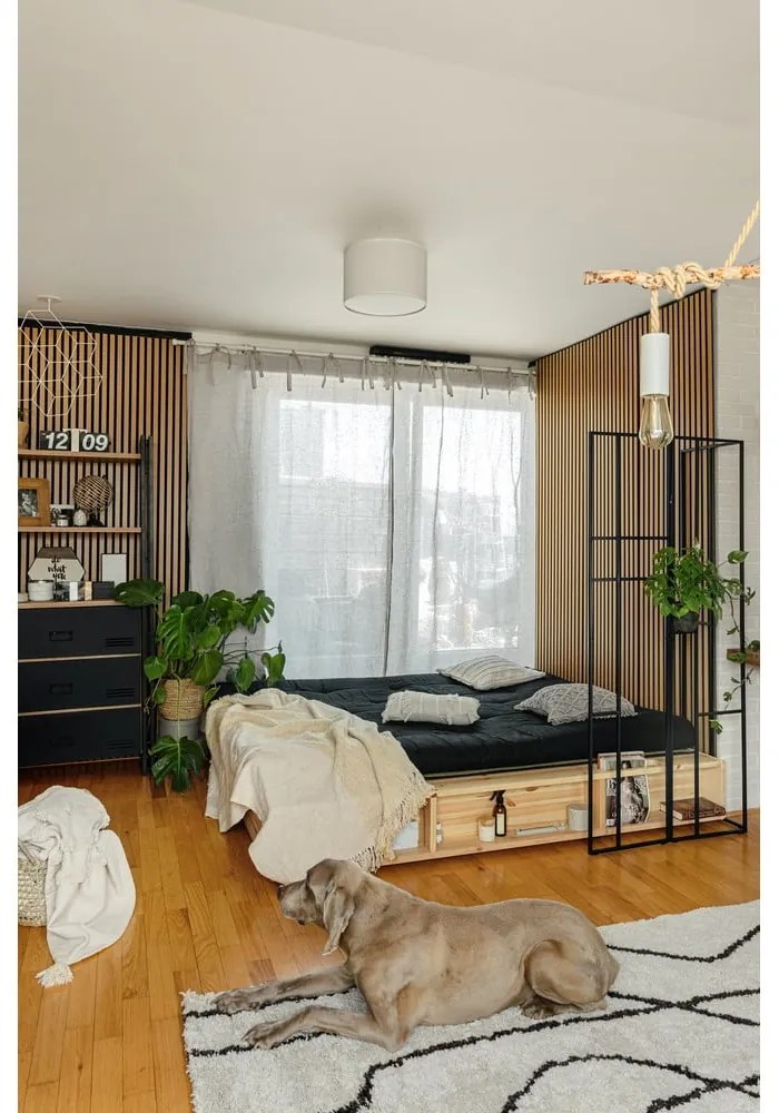 Łóżko dwuosobowe z drewna sosnowego ze stelażem 180x200 cm Ziggy – Karup Design