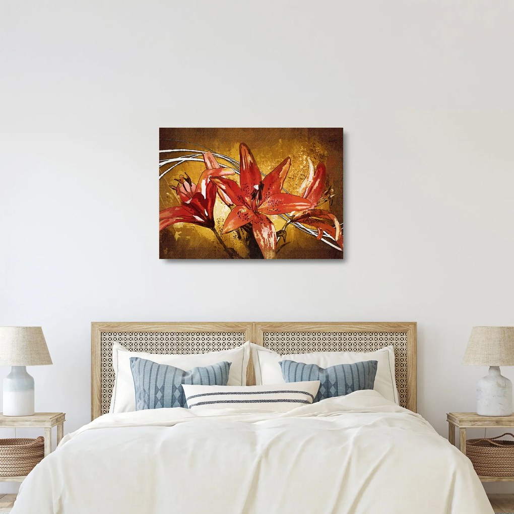 Obraz na szkle kwiatów lilii (70x50 cm)