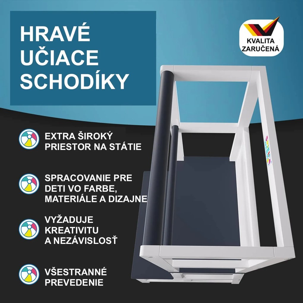 Spielwerk Wieża edukacyjna PLAY z drewna sosnowego, 93x56x49, biała/antracyt