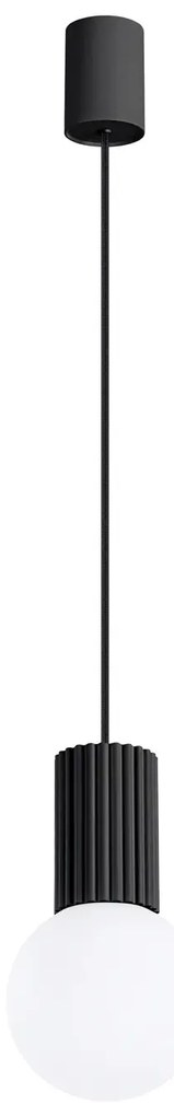 Lampa wisząca HALO 1 czarna ryflowana  SOLLUX  LIGHTING