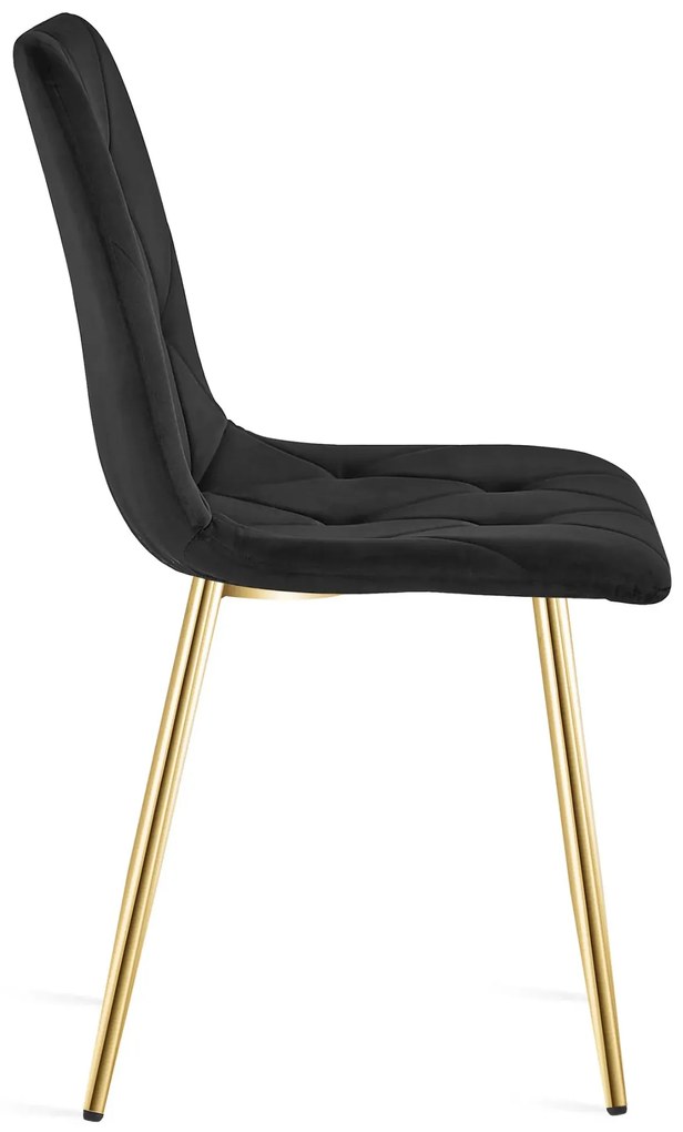 Czarne pikowane krzesło metalowe glamour K9-F50