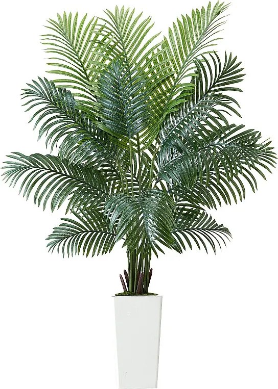 Sztuczna Palma Areka SucceBuy, 1,8 m, Sztuczna Tropikalna Roślina w Białej Doniczce, Fałszywe Tropikalne Drzewo Palma Areka, Sztuczna Roślina do Salonu