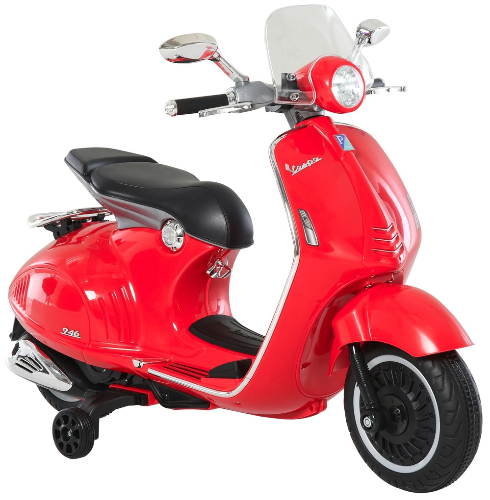 Motocykl dla dzieci HOMCOM z muzyką MP3 marki VESPA czerwony