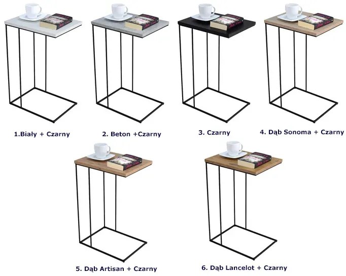 Druciany stolik pomocniczy beton + czarny - Martix 5X