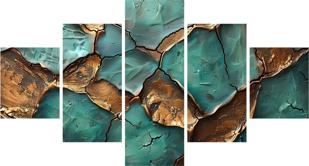 Obraz - Zielono-złoty obraz (125x70 cm)