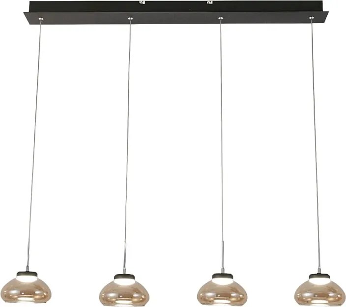 Arabella - Lampa wisząca Fabas Luce 4-punktowa - 32W LED - Bursztynowy, nowoczesny design