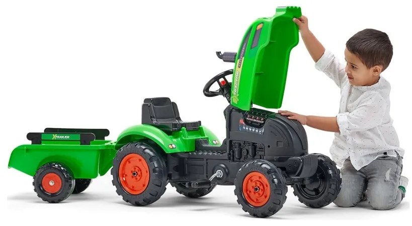 Falk traktorek x tractor zielony z przyczepką klakson od 2 lat