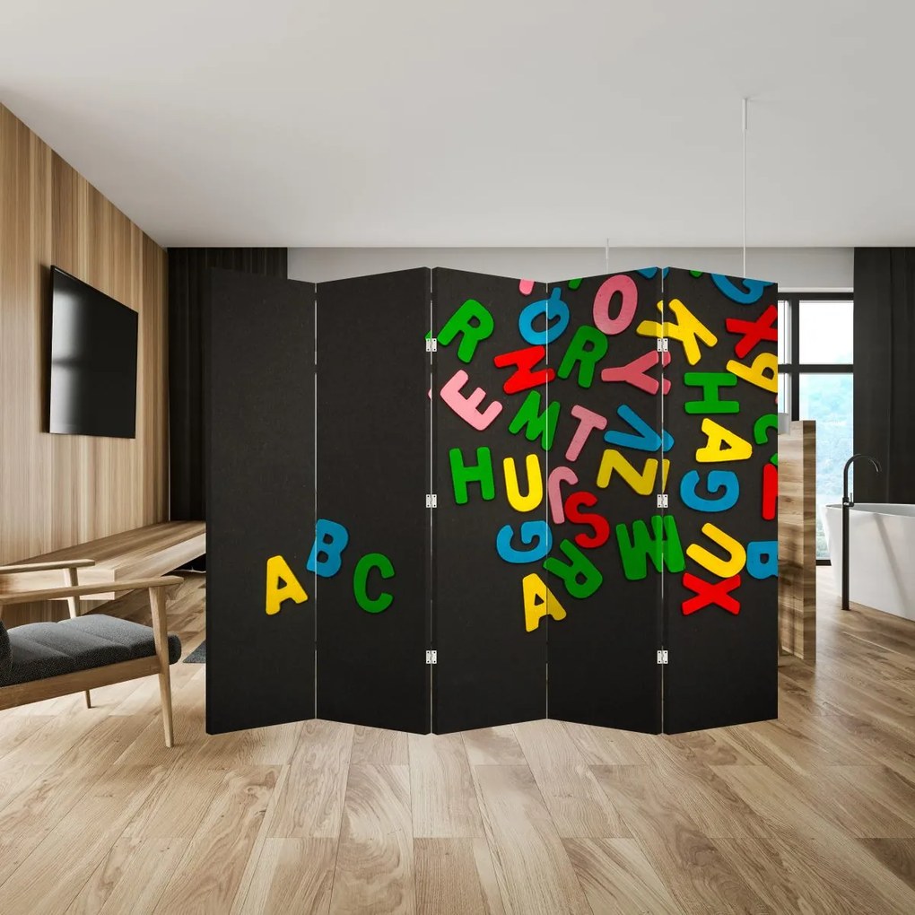 Parawan - Kolorowe litery (210x170 cm)